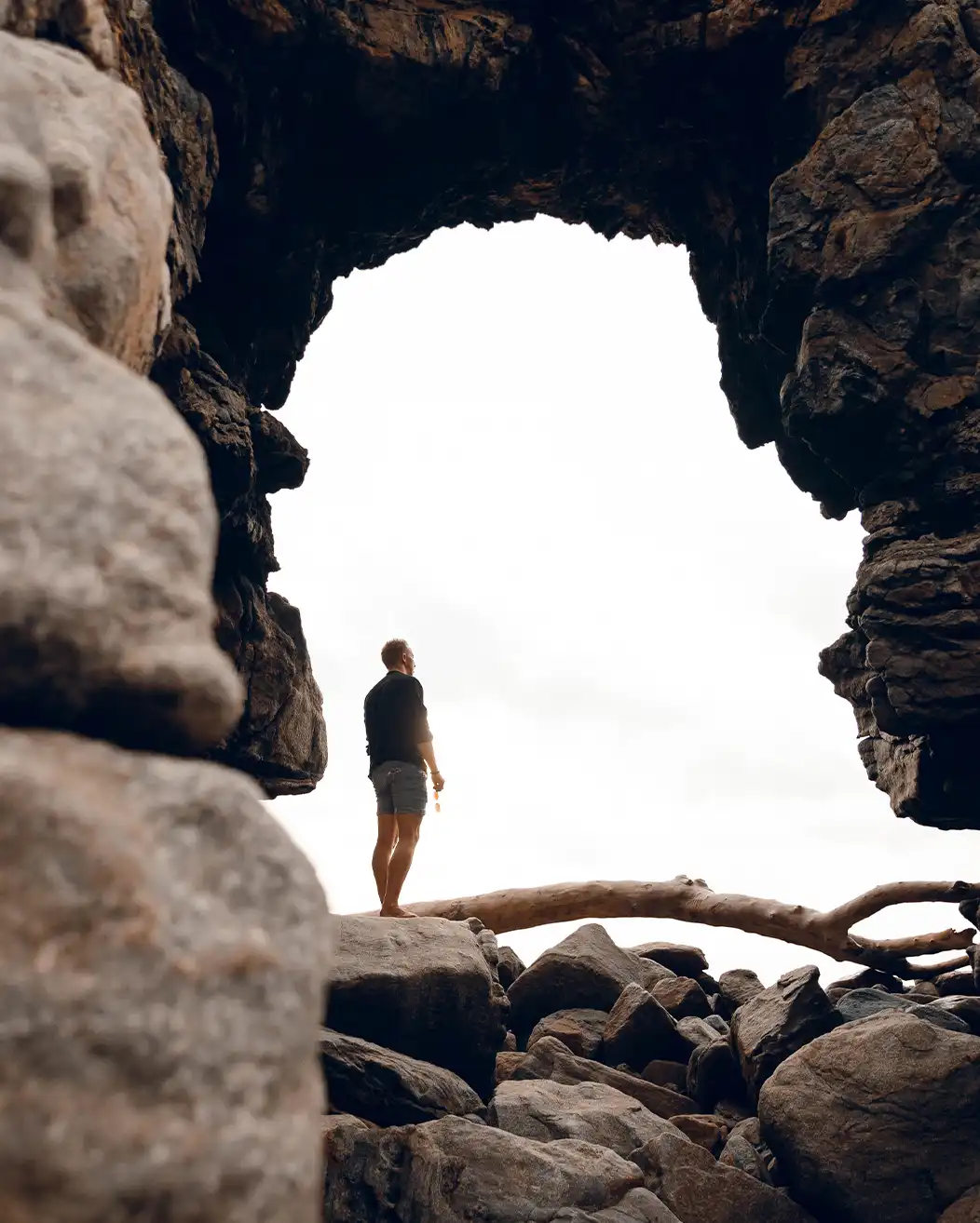 rock arch at beach in puerto escondido